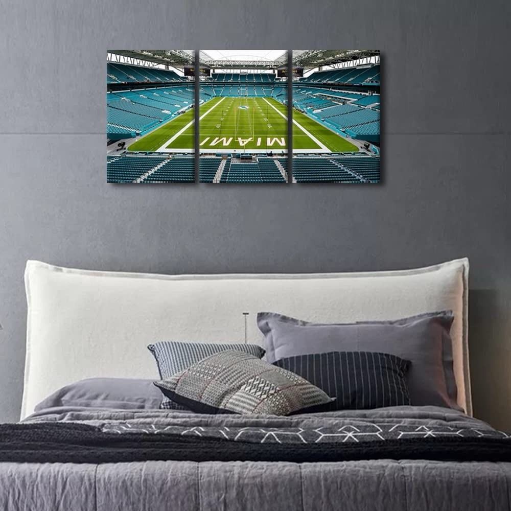 Tumovo Miami Dolphins Hard Rock Stadium 3 Panel Picture (15.5 X 36 Total)